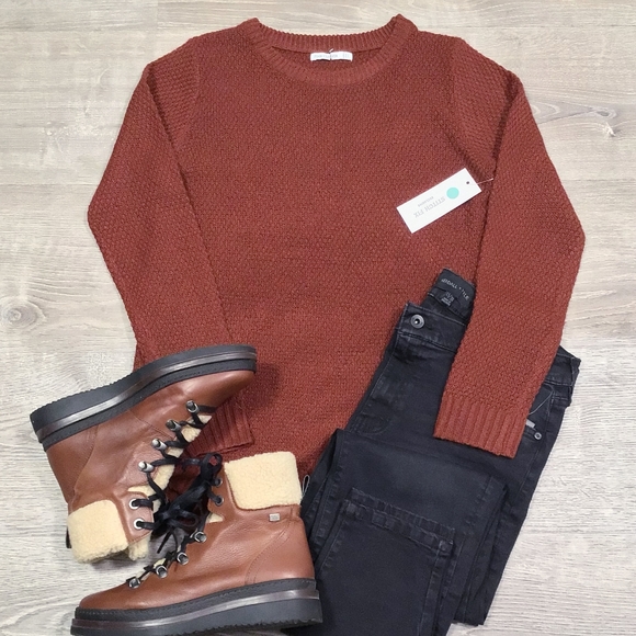 Pink Clover Sweaters - FEW LEFT❗PINK CLOVER Stitch Fix Rust Crew Sweater Tunic Top